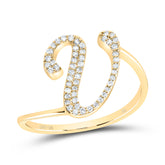 1/6CTW-DIA NK GIFT INITIAL "V" RING